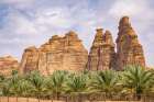 Saudi Arabia, Medina, Al-Ula. Desert mountains at the Dadan visitor center, site of ancient kingdom Art Print
